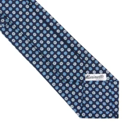 CRAVATTA SARTORIALE CLASSICA IN SETA BLU SCURO Microfantasia fiore