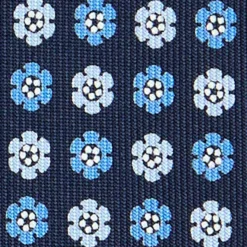 CRAVATTA SARTORIALE CLASSICA IN SETA BLU SCURO Microfantasia fiore