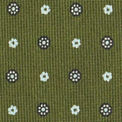 CRAVATTA SARTORIALE CLASSICA IN SETA VERDE OLIVA Microfantasia fiore