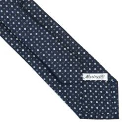CRAVATTA SARTORIALE CLASSICA IN SETA BLU SCURO Microfantasia fiore