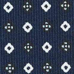 CRAVATTA SARTORIALE CLASSICA IN SETA BLU SCURO Microfantasia fiore