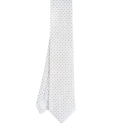 CRAVATTA SARTORIALE CLASSICA IN SETA BIANCO Microfantasia fiore