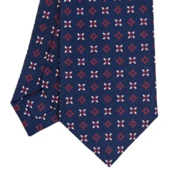 CRAVATTA SARTORIALE CLASSICA IN SETA BLU SCURO Microfantasia fiore