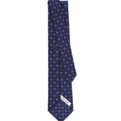 CRAVATTA SARTORIALE CLASSICA IN SETA BLU SCURO Microfantasia fiore