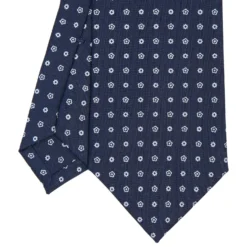 CRAVATTA SARTORIALE CLASSICA IN SETA BLU SCURO Microfantasia fiore