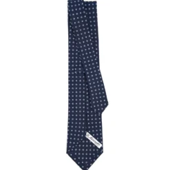 CRAVATTA SARTORIALE CLASSICA IN SETA BLU SCURO Microfantasia fiore