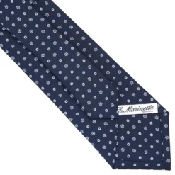 CRAVATTA SARTORIALE CLASSICA IN SETA BLU SCURO Microfantasia fiore