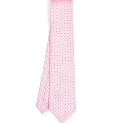CRAVATTA SARTORIALE CLASSICA IN SETA ROSA Microfantasia fiore