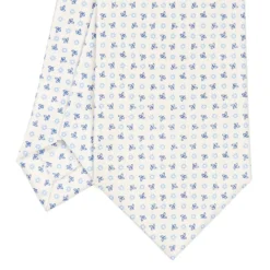 CRAVATTA SARTORIALE CLASSICA IN SETA BIANCA Microfantasia fiore