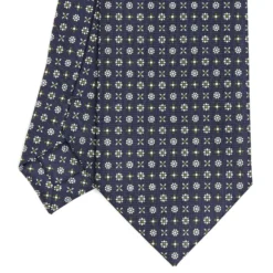 CRAVATTA SARTORIALE CLASSICA IN SETA BLU SCURO Microfantasia fiore