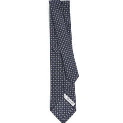 CRAVATTA SARTORIALE CLASSICA IN SETA BLU SCURO Microfantasia fiore