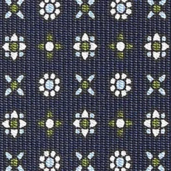 CRAVATTA SARTORIALE CLASSICA IN SETA BLU SCURO Microfantasia fiore