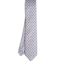 CRAVATTA SARTORIALE CLASSICA IN SETA GRIGIO CHIARO Microfantasia fiore