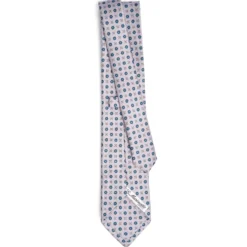 CRAVATTA SARTORIALE CLASSICA IN SETA GRIGIO CHIARO Microfantasia fiore