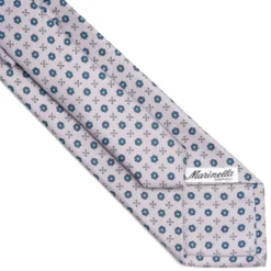 CRAVATTA SARTORIALE CLASSICA IN SETA GRIGIO CHIARO Microfantasia fiore