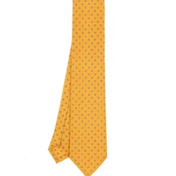 CRAVATTA SARTORIALE CLASSICA IN SETA GIALLA Microfantasia fiore