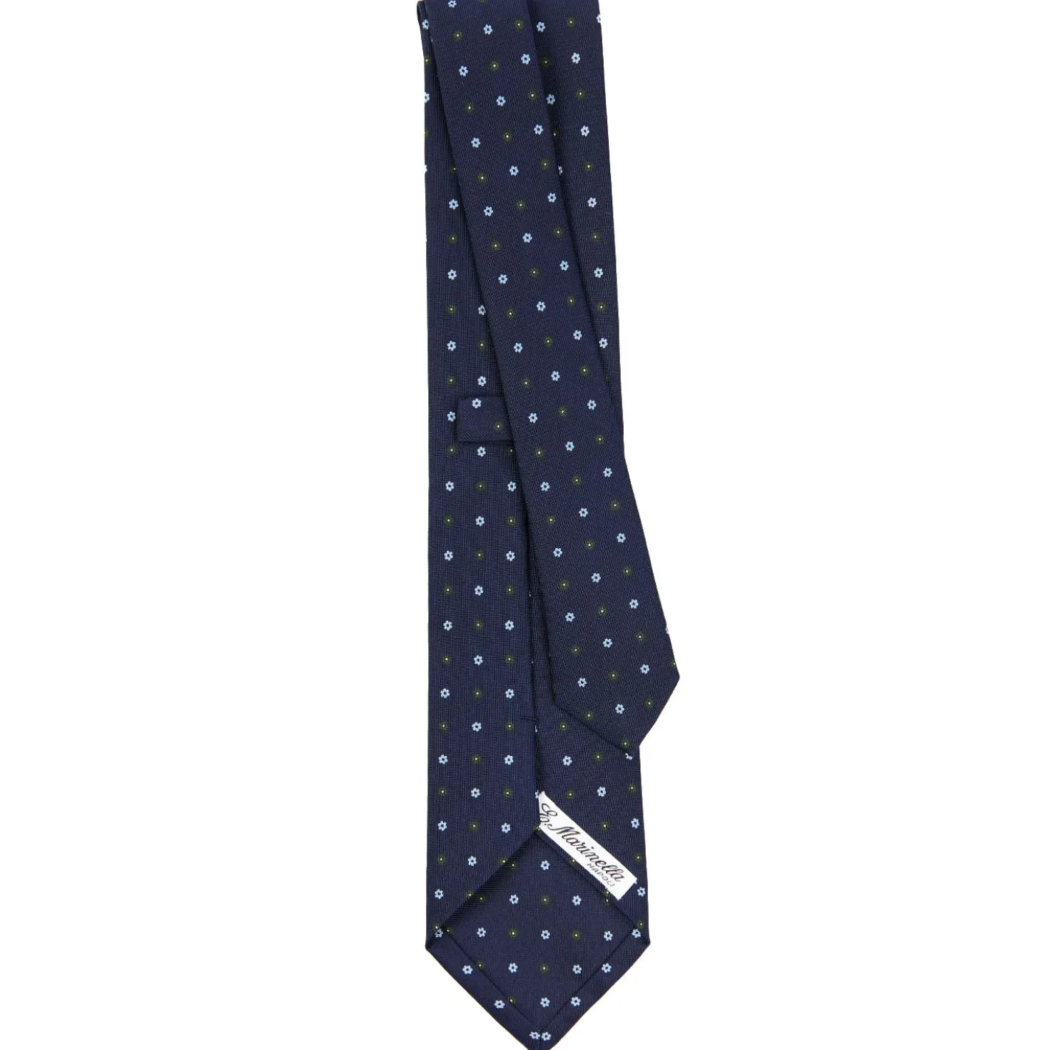 CRAVATTA SARTORIALE CLASSICA IN SETA BLU SCURO Microfantasia fiore