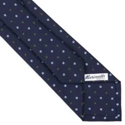 CRAVATTA SARTORIALE CLASSICA IN SETA BLU SCURO Microfantasia fiore