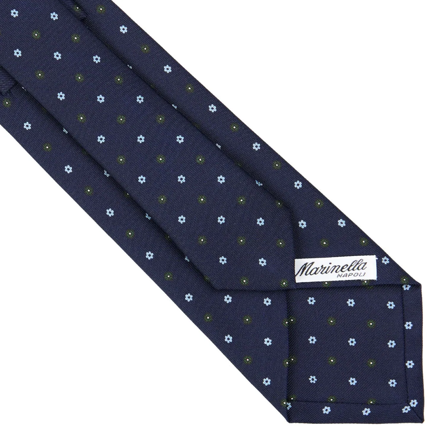 CRAVATTA SARTORIALE CLASSICA IN SETA BLU SCURO Microfantasia fiore
