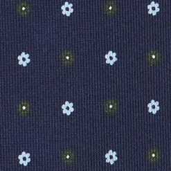 CRAVATTA SARTORIALE CLASSICA IN SETA BLU SCURO Microfantasia fiore
