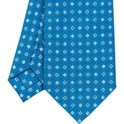 CRAVATTA SARTORIALE CLASSICA IN SETA BLU MEDIO Microfantasia fiore