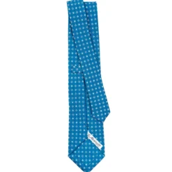 CRAVATTA SARTORIALE CLASSICA IN SETA BLU MEDIO Microfantasia fiore