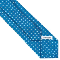 CRAVATTA SARTORIALE CLASSICA IN SETA BLU MEDIO Microfantasia fiore