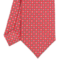CRAVATTA SARTORIALE CLASSICA IN SETA ROSSA Microfantasia fiore