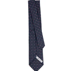 CRAVATTA SARTORIALE CLASSICA IN SETA BLU SCURO Microfantasia fiore