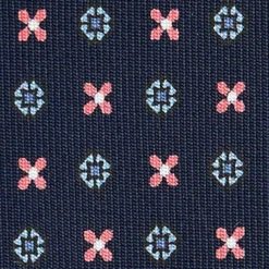 CRAVATTA SARTORIALE CLASSICA IN SETA BLU SCURO Microfantasia fiore