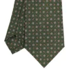 CRAVATTA SARTORIALE CLASSICA IN SETA VERDE OLIVA Microfantasia fiore