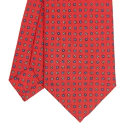 CRAVATTA SARTORIALE CLASSICA IN SETA ROSSA Microfantasia fiore