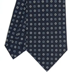 CRAVATTA SARTORIALE CLASSICA IN SETA BLU SCURO Microfantasia fiore