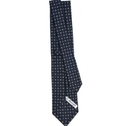 CRAVATTA SARTORIALE CLASSICA IN SETA BLU SCURO Microfantasia fiore