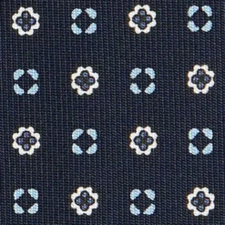 CRAVATTA SARTORIALE CLASSICA IN SETA BLU SCURO Microfantasia fiore