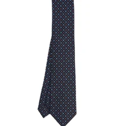 CRAVATTA SARTORIALE CLASSICA IN SETA BLU SCURO Microfantasia fiore