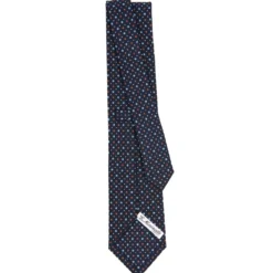 CRAVATTA SARTORIALE CLASSICA IN SETA BLU SCURO Microfantasia fiore