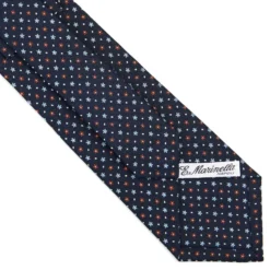 CRAVATTA SARTORIALE CLASSICA IN SETA BLU SCURO Microfantasia fiore