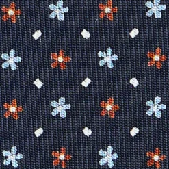 CRAVATTA SARTORIALE CLASSICA IN SETA BLU SCURO Microfantasia fiore