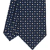 CRAVATTA SARTORIALE CLASSICA IN SETA BLU SCURO Microfantasia fiore