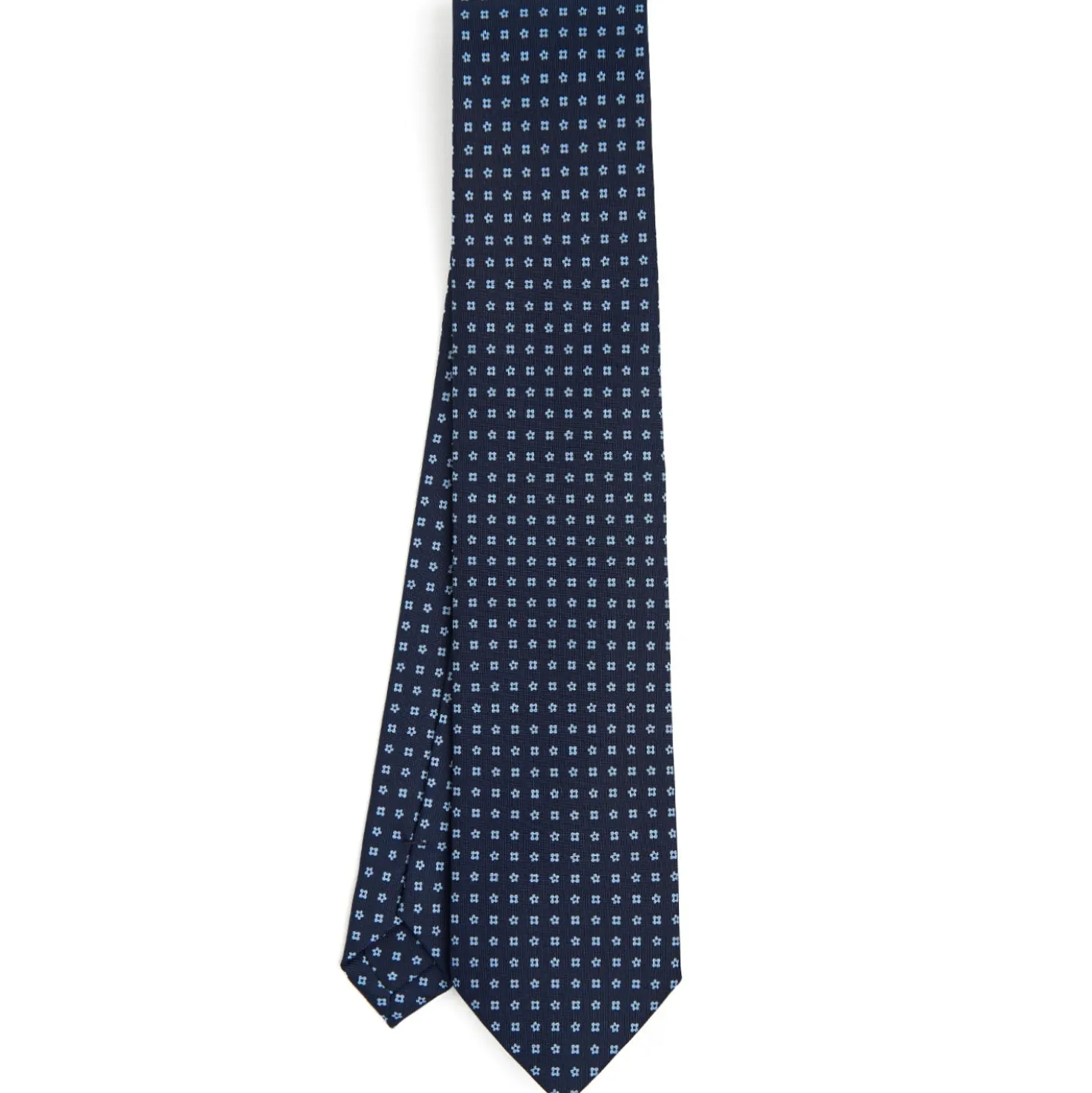 CRAVATTA SARTORIALE CLASSICA IN SETA BLU SCURO Microfantasia fiore