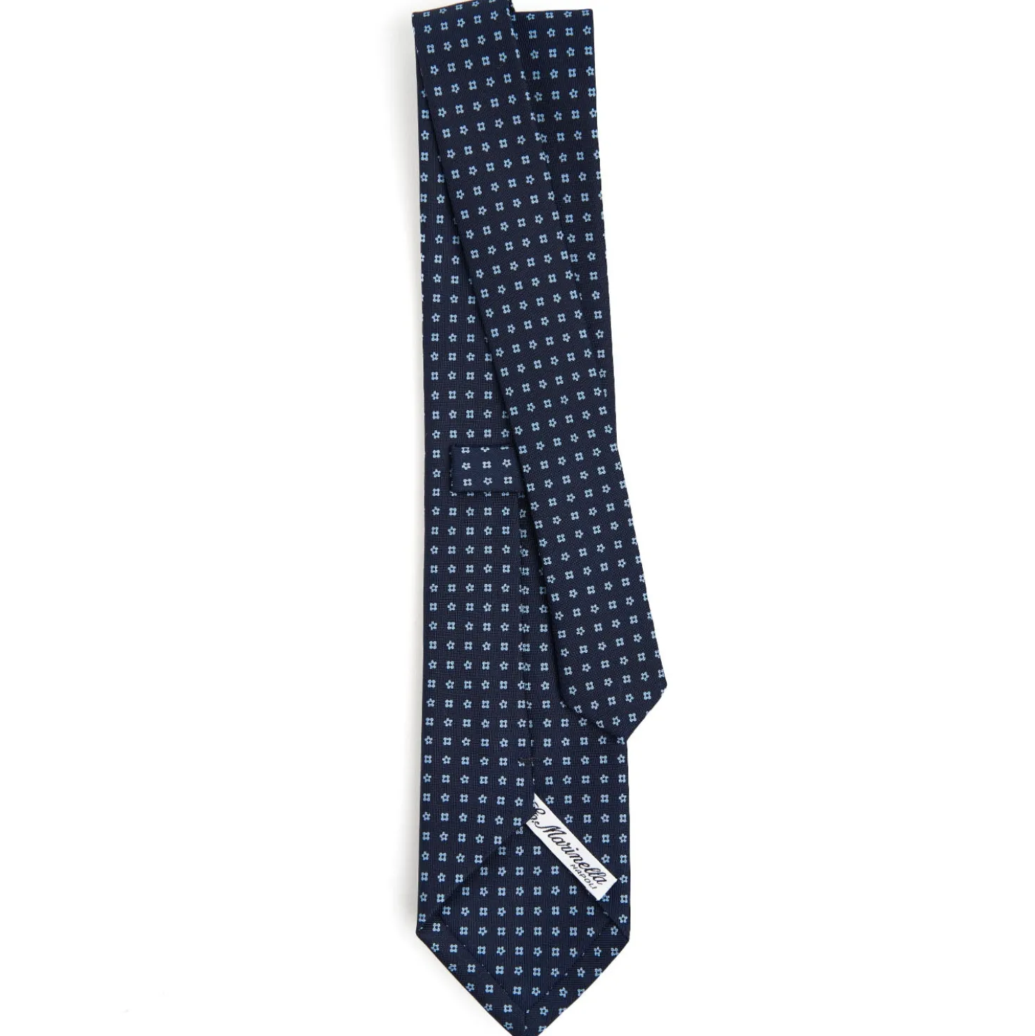 CRAVATTA SARTORIALE CLASSICA IN SETA BLU SCURO Microfantasia fiore