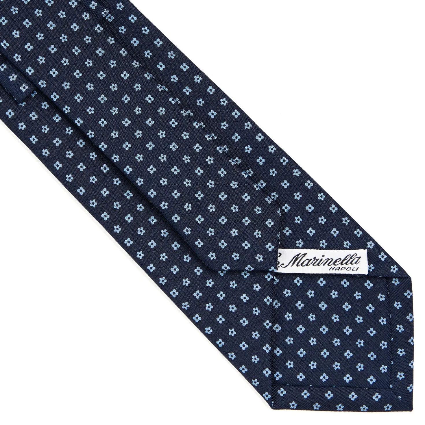 CRAVATTA SARTORIALE CLASSICA IN SETA BLU SCURO Microfantasia fiore