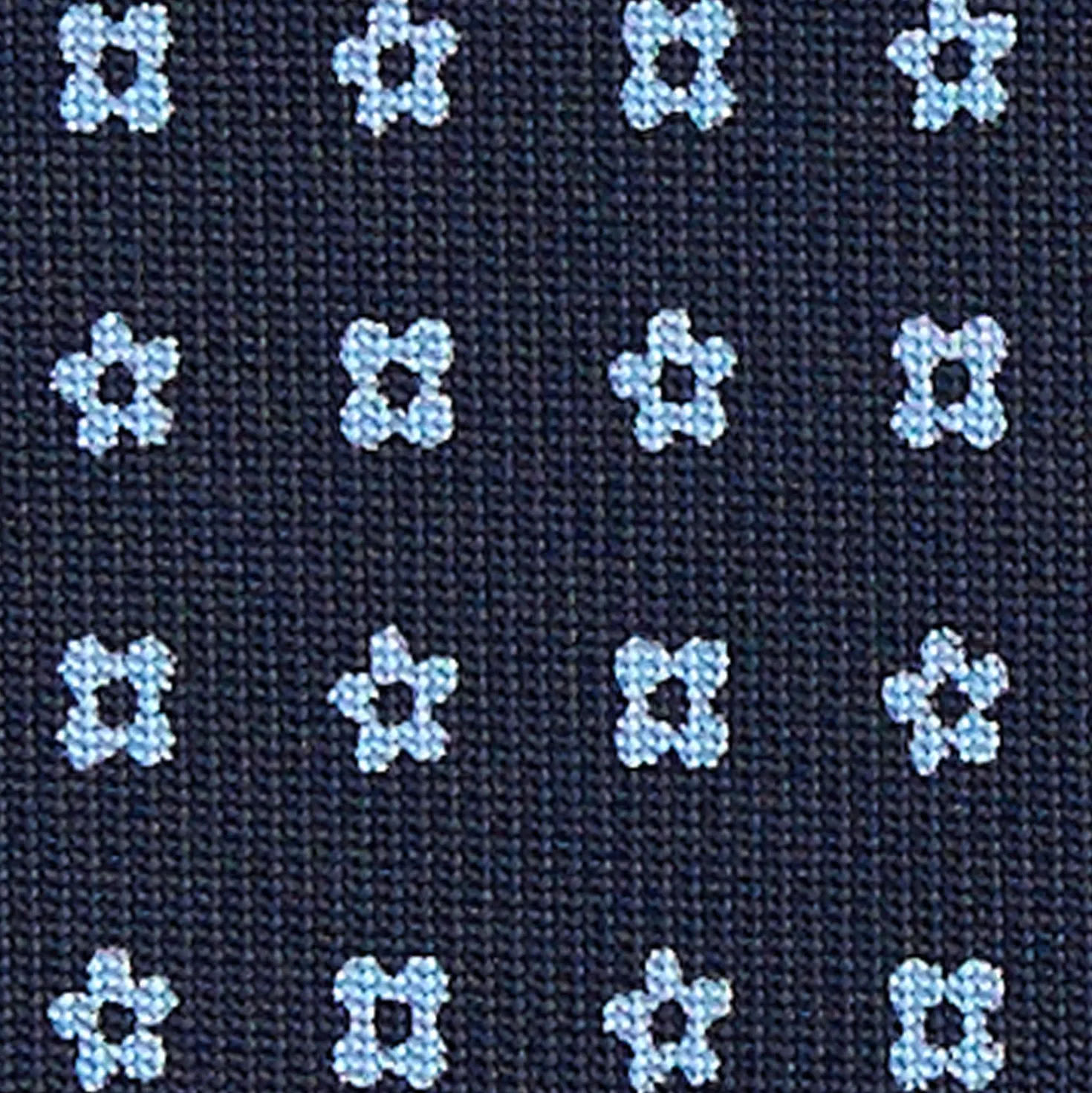 CRAVATTA SARTORIALE CLASSICA IN SETA BLU SCURO Microfantasia fiore