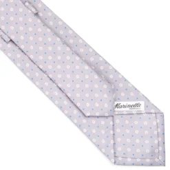 CRAVATTA SARTORIALE CLASSICA IN SETA GRIGIO CHIARO Microfantasia fiore