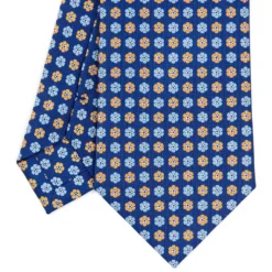 CRAVATTA SARTORIALE CLASSICA IN SETA BLU Microfantasia fiore