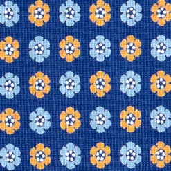 CRAVATTA SARTORIALE CLASSICA IN SETA BLU Microfantasia fiore