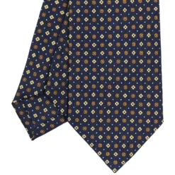 CRAVATTA SARTORIALE CLASSICA IN SETA BLU SCURO Microfantasia fiore
