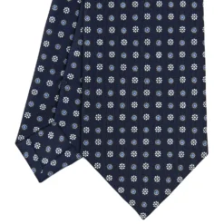 CRAVATTA SARTORIALE CLASSICA IN SETA BLU SCURO Microfantasia fiore