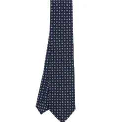 CRAVATTA SARTORIALE CLASSICA IN SETA BLU SCURO Microfantasia fiore